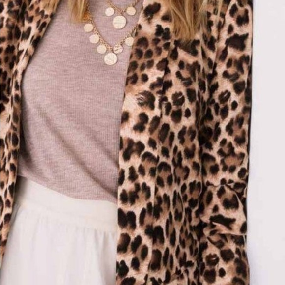 PLUS 1x-3x.  Leopard print blazer by Oddi. How cute with all attire! Rouched - Picture 5 of 9
